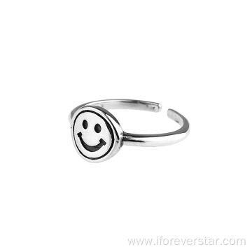 Women 925 Sterling Cute Rings Smiley Face ring